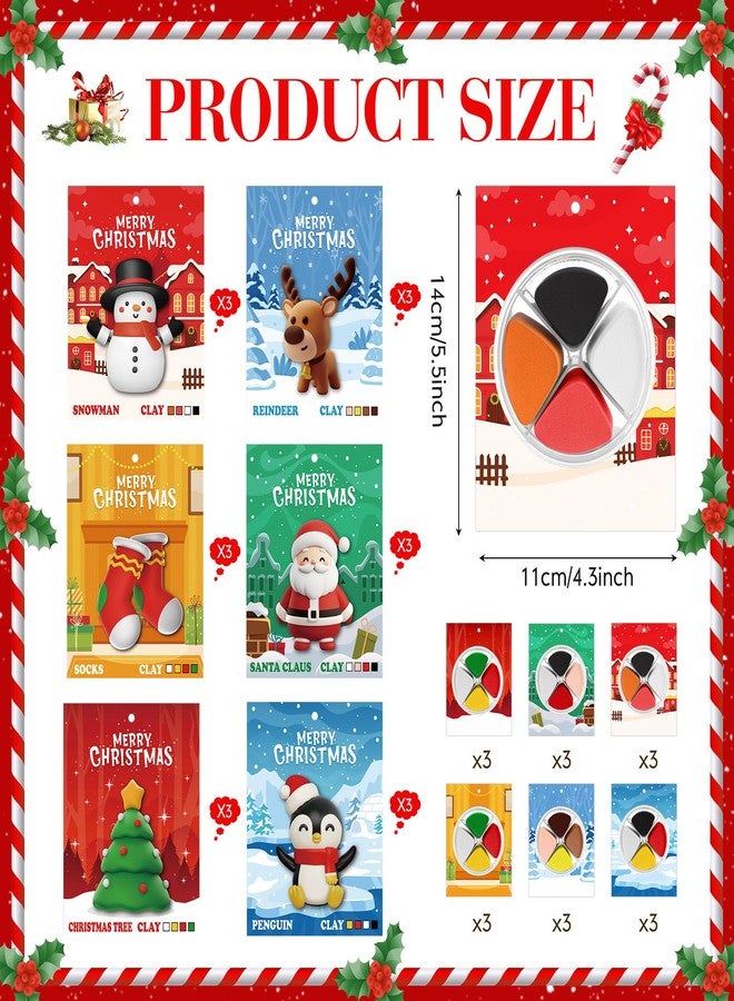 Capoda 18 Set Christmas DIY Craft Kit Christmas Air Dry Clay Kit Snowman Santa Claus Making Craft DIY Modeling Clay for Xmas Winter Holiday School Exchange Gifts Party Art Activities Supplies - Image 2